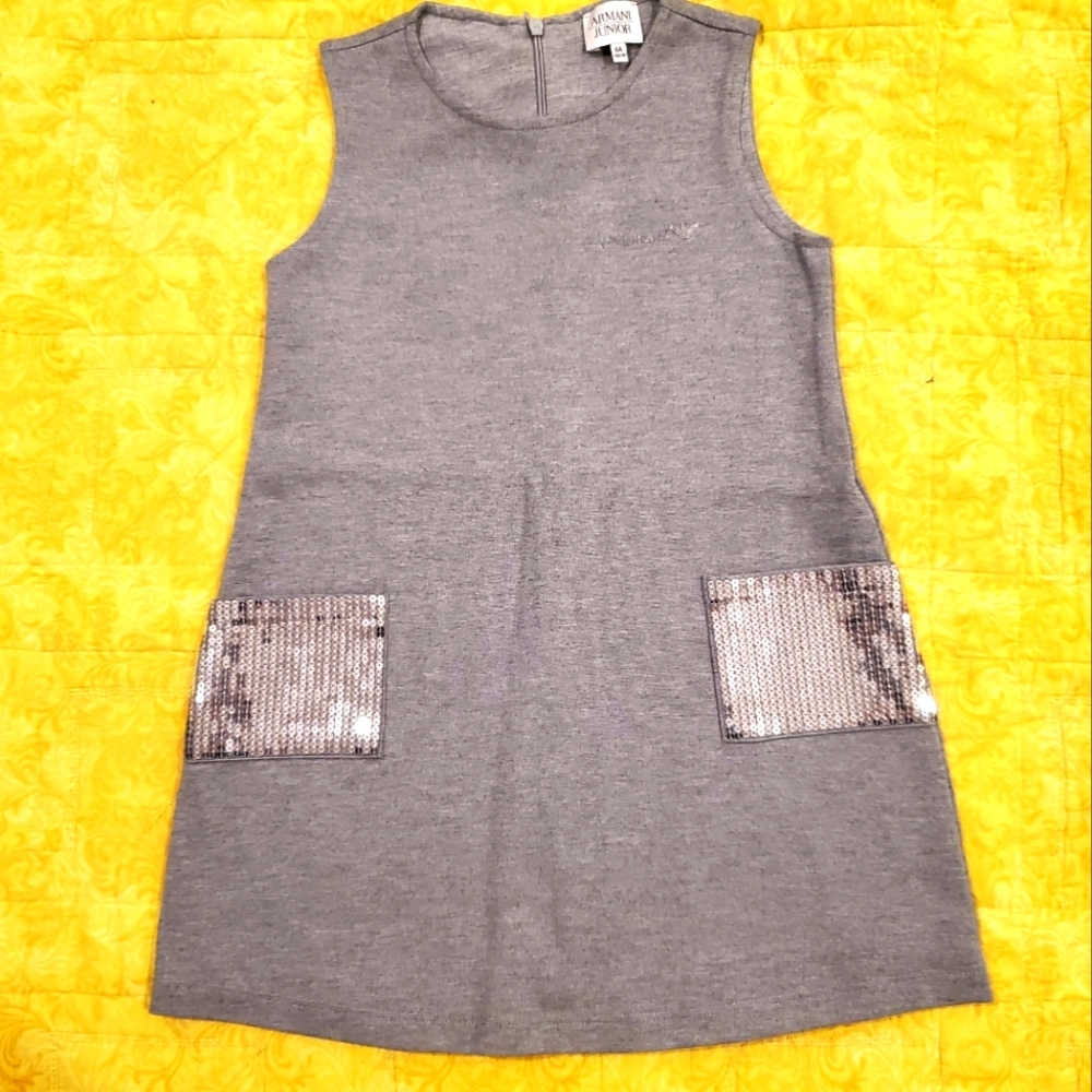 Armani Junior grey dress with sequin pockets